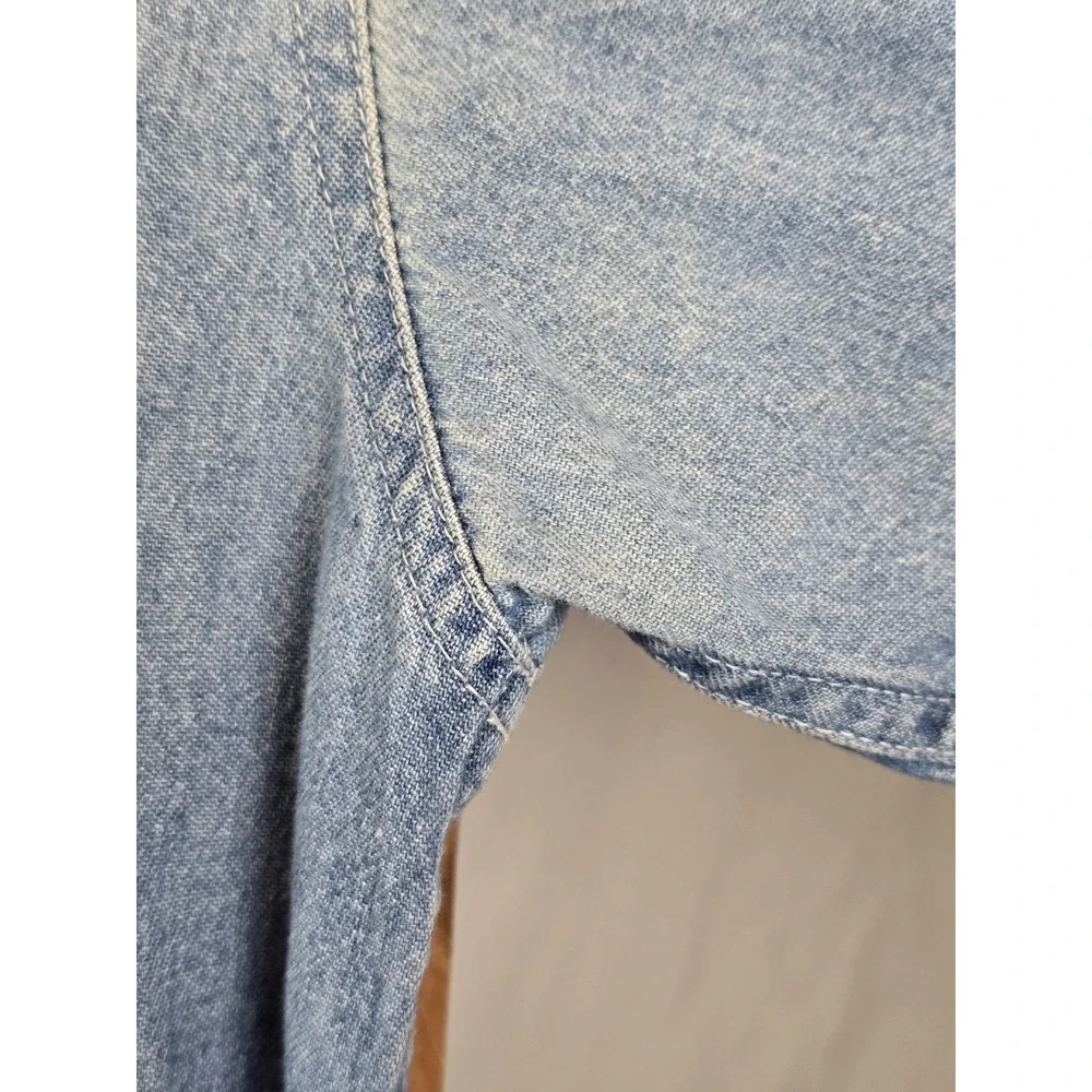 RARE Vtg 90s Pets.com Dog Sock Puppet Promo Denim Shirt Size XL Blue Button Down